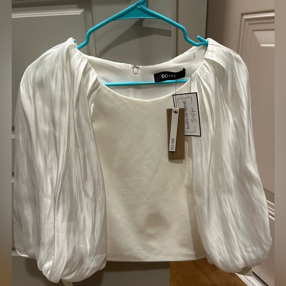 DO + BE NEW Puffy Sleeve White Blouse